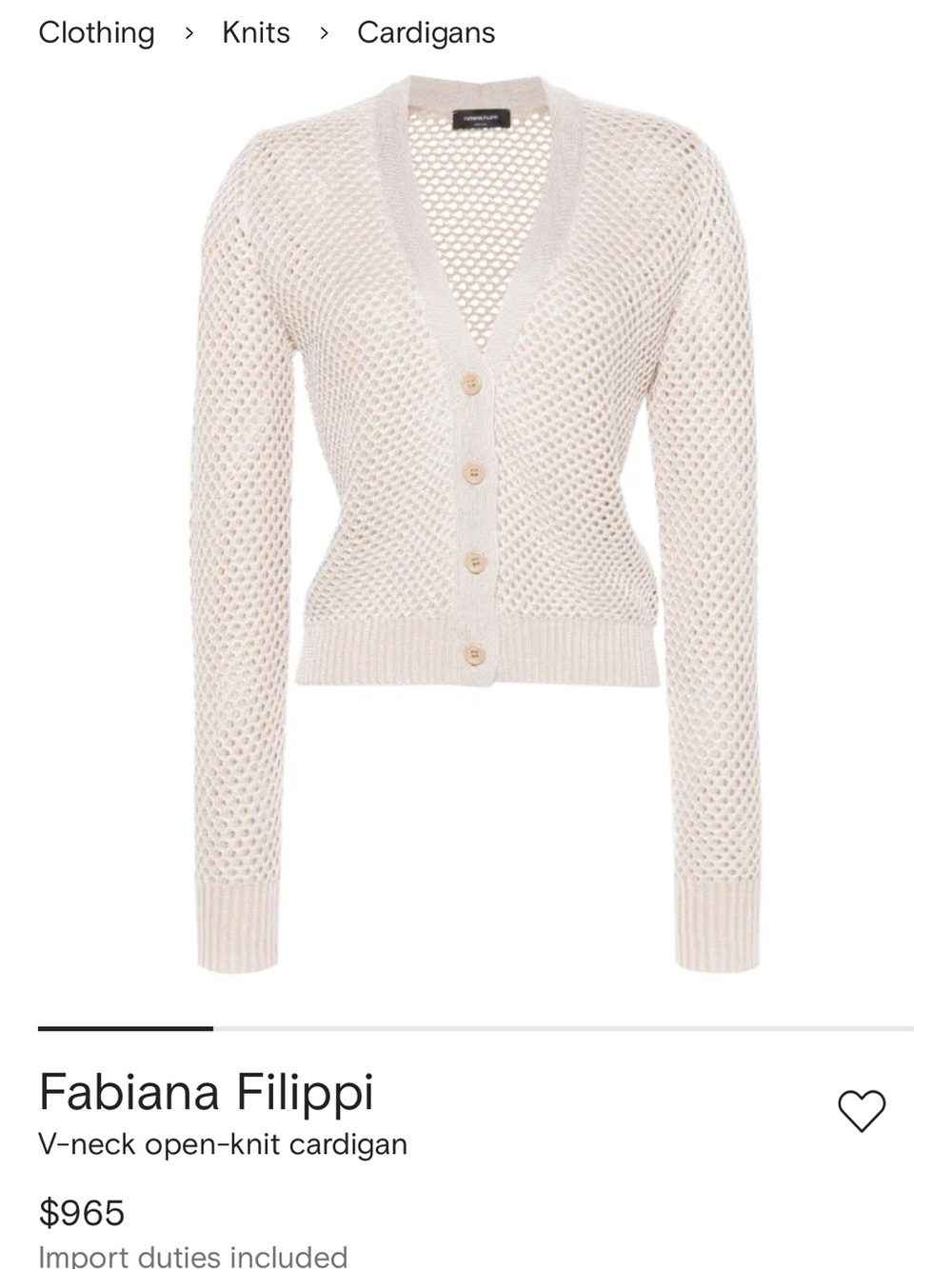 NWT Fabiana Filippi Mesh Knit Cardigan Sweater